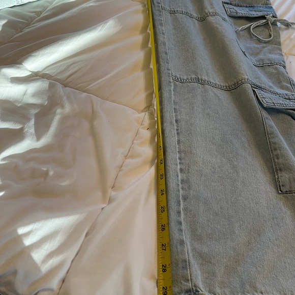 No Boundaries Women's 14 Gray Boyfriend cargo light blue Jeans big pockets Bows - Picture 8 of 10